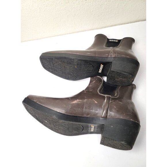 Bogs valerie Women's Brown Ankle Rubber Heel Pump Rain Boots Size 8 - Picture 9 of 12